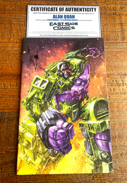 TRANSFORMERS #13 ALAN QUAH SIGNED DEVASTATOR VIRGIN VARIANT-A