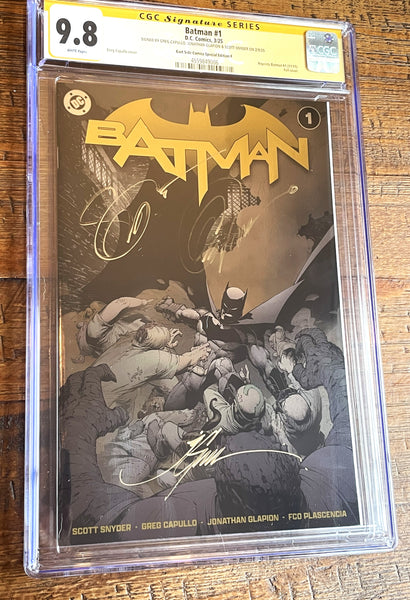 BATMAN (NEW 52) #1 CGC SS 9.8 SIGNED X3 SNYDER CAPULLO MEGACON GOLD FOIL VARIANT