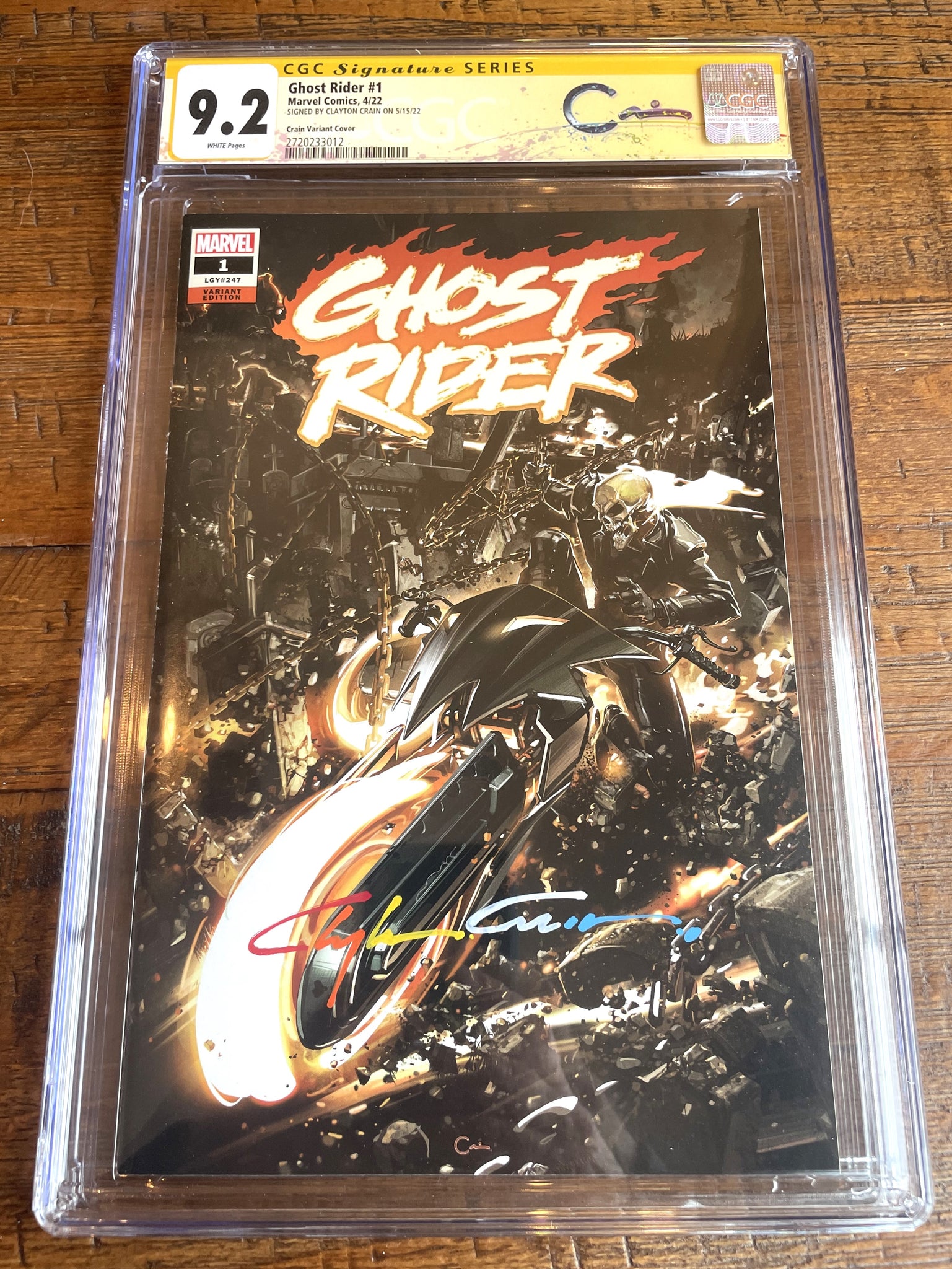 GHOST RIDER #1 CGC SS 9.2 CLAYTON CRAIN INFINITY SIGNED TRADE VARIANT-A