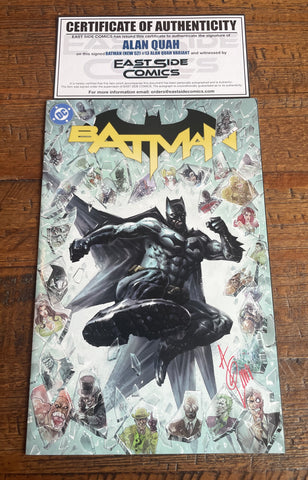 BATMAN (NEW 52) #13 ALAN QUAH SIGNED COA EXCL "SHATTERED GLASS" VARIANT DEATH OF THE FAMILY