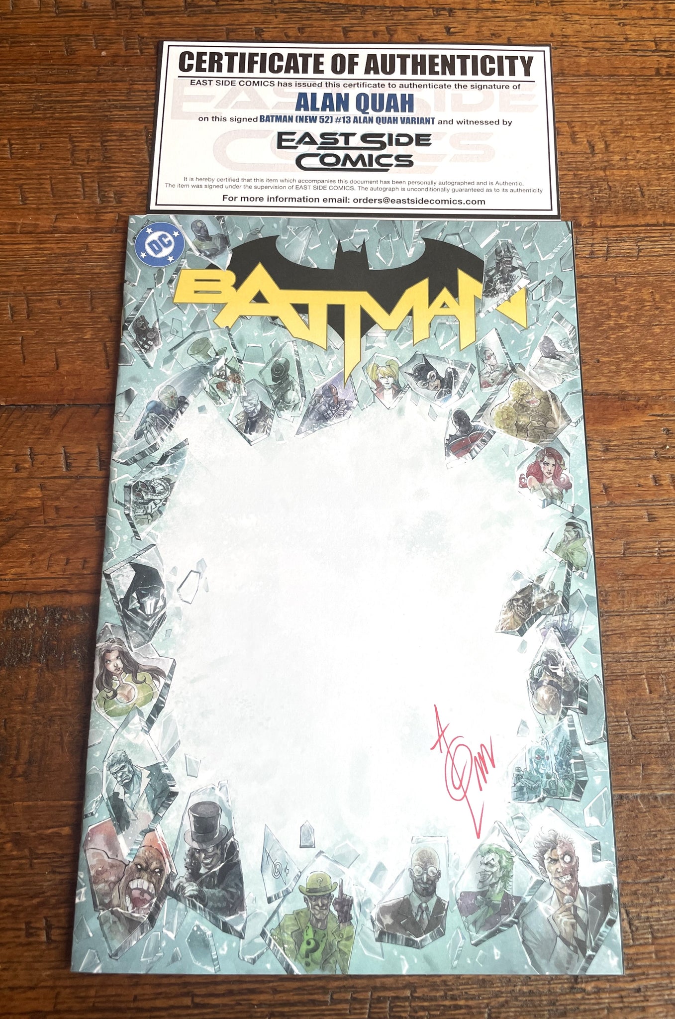 BATMAN (NEW 52) #13 ALAN QUAH SIGNED COA NYCC 2025 EXCL "BLANK BORDER" VARIANT LTD TO 500