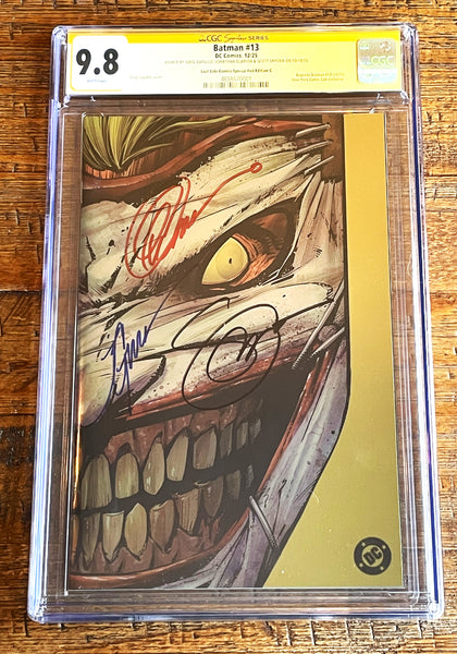 BATMAN (NEW 52) #13 CGC SS 9.8 SIGNED X3 SNYDER CAPULLO NYCC GOLD FOIL VARIANT