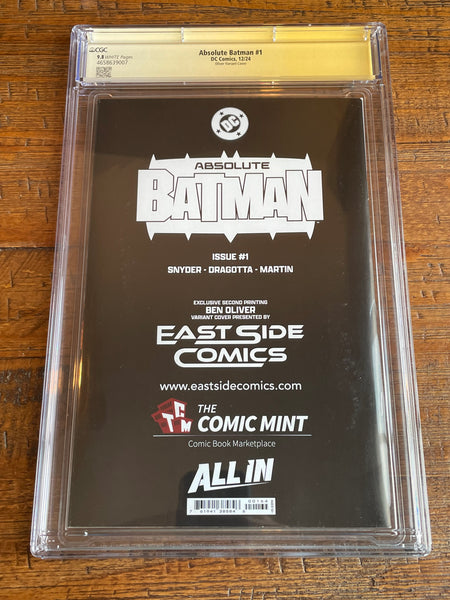 ABSOLUTE BATMAN #1 CGC SS 9.8 SIGNED SCOTT SNYDER & DRAGOTTA BEN OLIVER MEGACON VIRGIN VARIANT