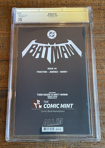 BATMAN #1 CGC SS 9.8 NAUCK SIGNED EXCL VIRGIN VARIANT LTD 300 COPIES 2025