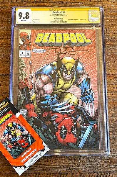 DEADPOOL #1 CGC SS 9.8 TODD NAUCK SIGNED WOLVERINE EXCL VARIANT