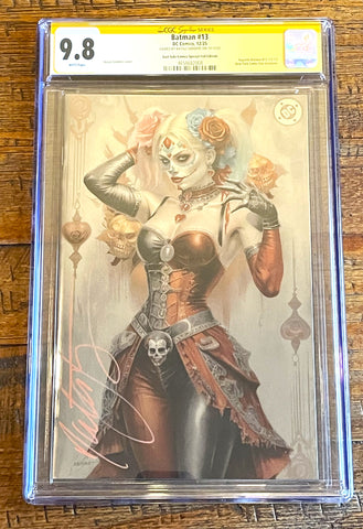 BATMAN (NEW 52) #13 CGC SS 9.8 NATALI SANDERS SIGNED NYCC 2025 EXCL "DIA DE LOS MUERTOS" FOIL VARIANT