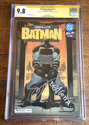 ABSOLUTE BATMAN #1 CGC SS 9.8 SCOTT SNYDER & DRAGOTTA SIGNED 1st PT COVER-A VARIANT