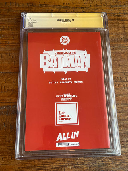 ABSOLUTE BATMAN #1 CGC SS 9.6 SCOTT SNYDER & DRAGOTTA SIGNED FERNANDEZ AKIRA VARIANT (Copy)
