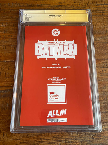 ABSOLUTE BATMAN #1 CGC SS 9.8 SCOTT SNYDER & DRAGOTTA SIGNED AKIRA B&W VARIANT