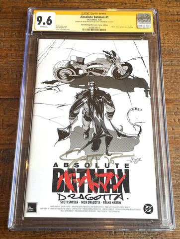 ABSOLUTE BATMAN #1 CGC SS 9.6 SCOTT SNYDER & DRAGOTTA SIGNED AKIRA B&W VARIANT