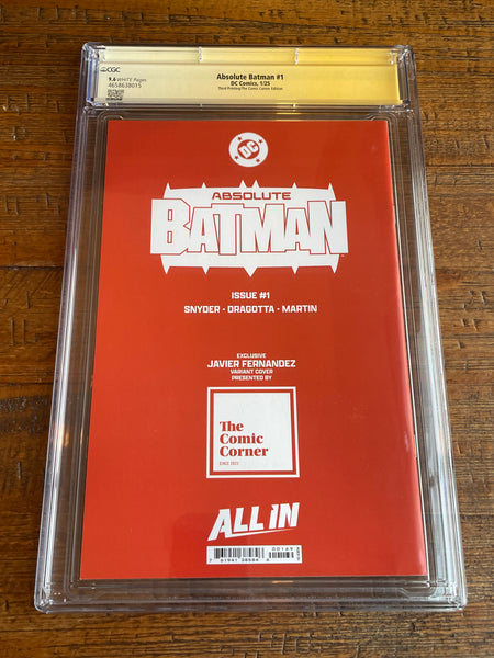 ABSOLUTE BATMAN #1 CGC SS 9.6 SCOTT SNYDER & DRAGOTTA SIGNED AKIRA B&W VARIANT