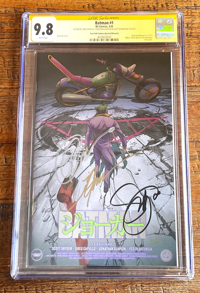 BATMAN (NEW 52) #1 CGC SS 9.8 SIGNED X3 SNYDER CAPULLO EXCL AKIRA JOKER FOIL VARIANT
