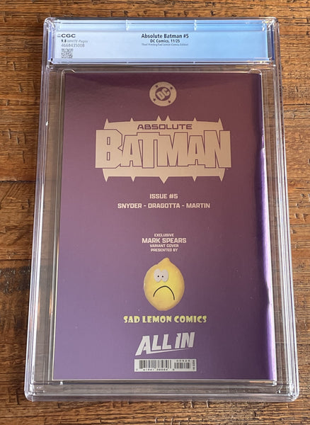 ABSOLUTE BATMAN #5 CGC 9.8 MARK SPEARS EXCL "FOIL VIRGIN" VARIANT SCOTT SNYDER