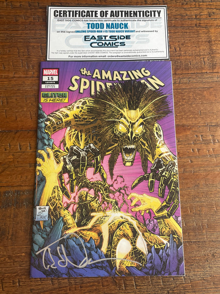 AMAZING SPIDER-MAN #15 TODD NAUCK SIGNED COA EXCL HOMAGE VARIANT FIRST APPEARANCE GLITCH