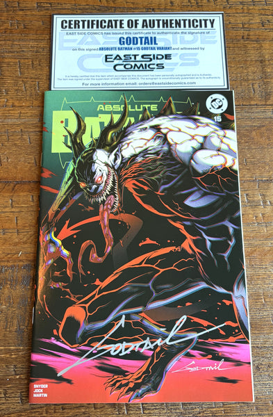 ABSOLUTE BATMAN #15 GODTAIL SIGNED COA EXCL FIRST JOKER VARIANT LTD TO 800
