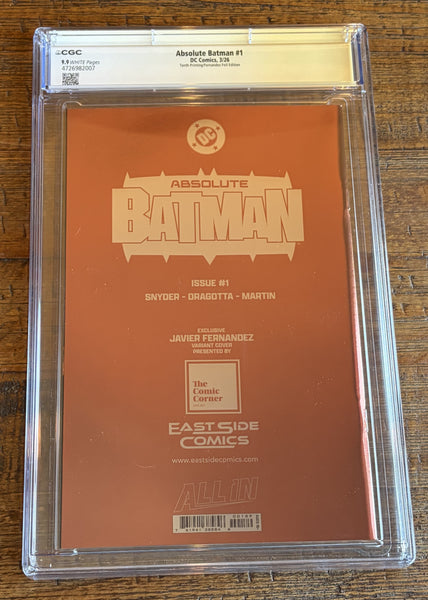 ABSOLUTE BATMAN #1 CGC SS 9.9 SCOTT SNYDER SIGNED FERNANDEZ EXCL FOIL AKIRA VARIANT NOT 9.8
