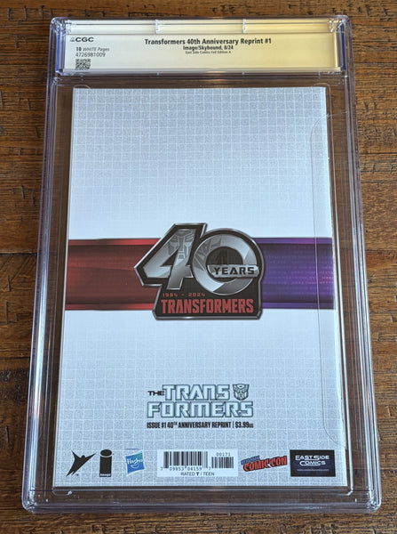TRANSFORMERS 40th ANNIVERSARY #1 CGC SS 10 PETER CULLEN SIGNED JOHN GIANG EXCL OPTIMUS PRIME "FOIL" VARIANT NOT 9.8