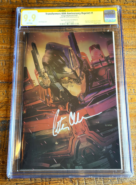 TRANSFORMERS 40th ANNIVERSARY #1 CGC SS 9.9 PETER CULLEN SIGNED JOHN GIANG EXCL OPTIMUS PRIME "FOIL" VARIANT NOT 9.8