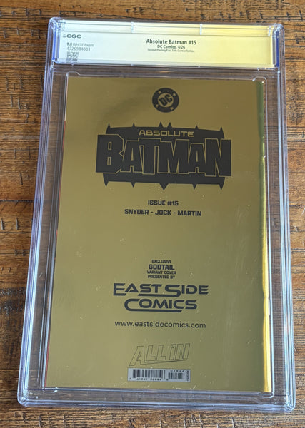 ABSOLUTE BATMAN #15 CGC SS 9.8 COTT SNYDER & JOCK SIGNED GODTAIL EXCL GOLD FOIL VARIANT