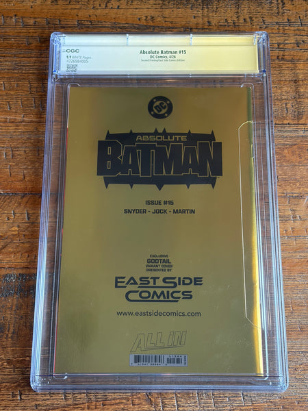 ABSOLUTE BATMAN #15 CGC SS 9.9 COTT SNYDER & JOCK SIGNED GODTAIL EXCL GOLD FOIL VARIANT NOT 9.8