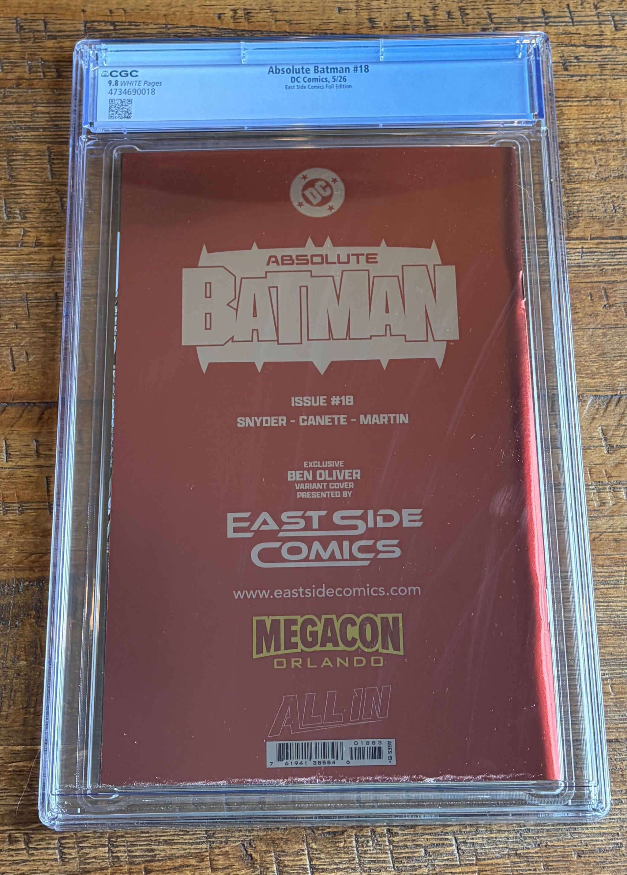 ABSOLUTE BATMAN #18 CGC 9.8 BEN OLIVER MEGACON 2026 EXCL FOIL