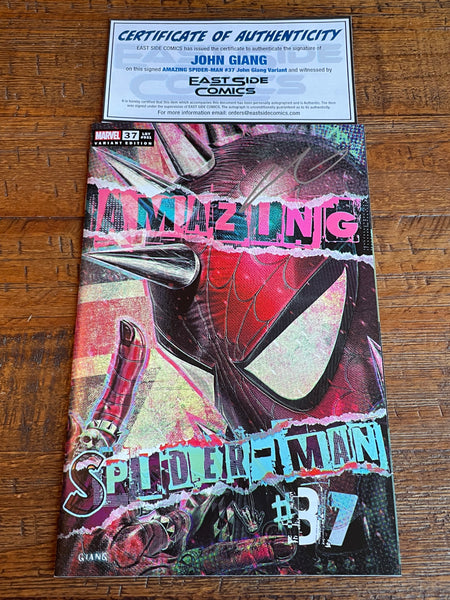 AMAZING SPIDER-MAN #37 JOHN GIANG SIGNED COA SPIDER-PUNK TRADE & VIRGIN VARIANT OPTIONS