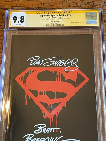 SUPERMAN #75 CGC SS 9.8 JURGENS & BREEDING SIGNED SDCC EXCL "FOIL" VARIANT DEATH OF