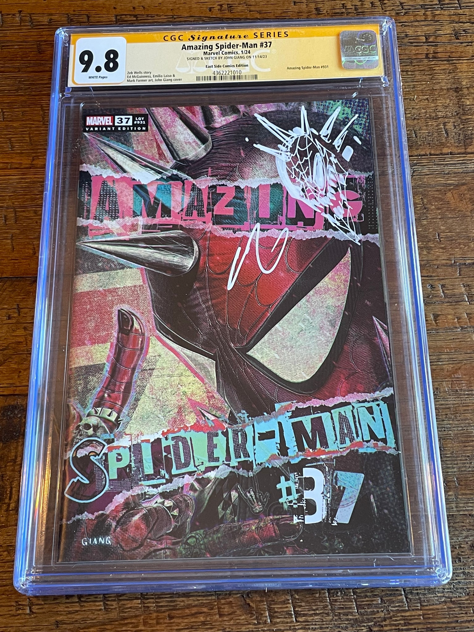 AMAZING SPIDER-MAN #37 CGC SS 9.8 JOHN GIANG SIGNED & REMARK SPIDER-PUNK TRADE VARIANT-A