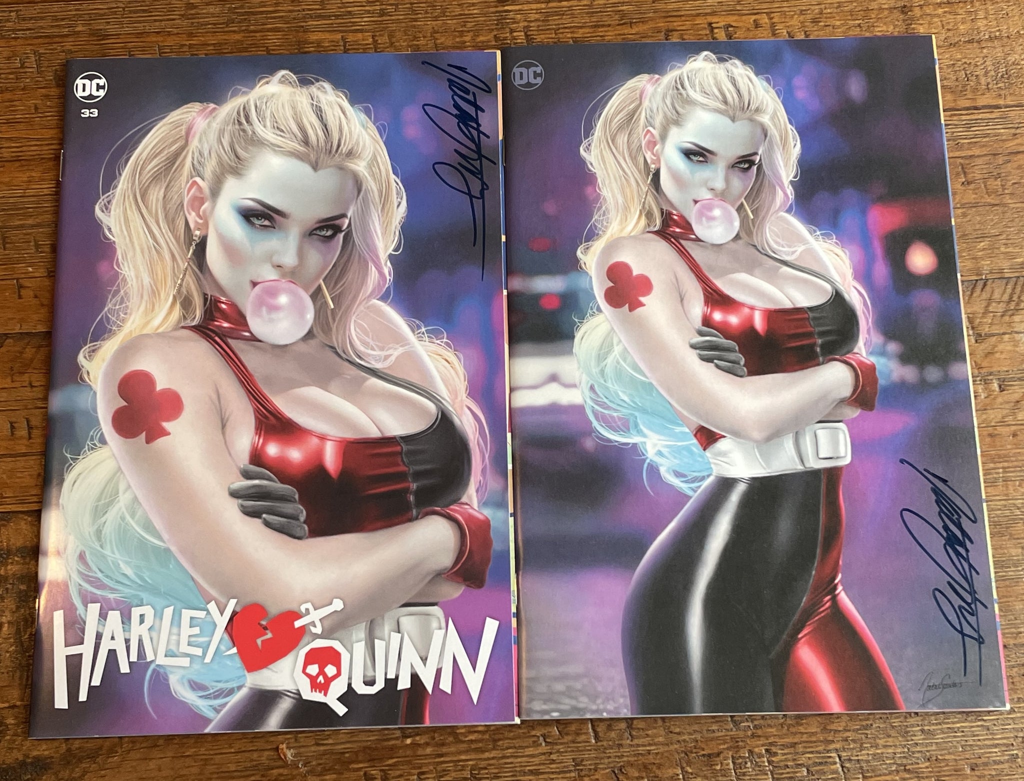 HARLEY QUINN #33 NATALI SANDERS SIGNED COA TRADE & VIRGIN VARIANT