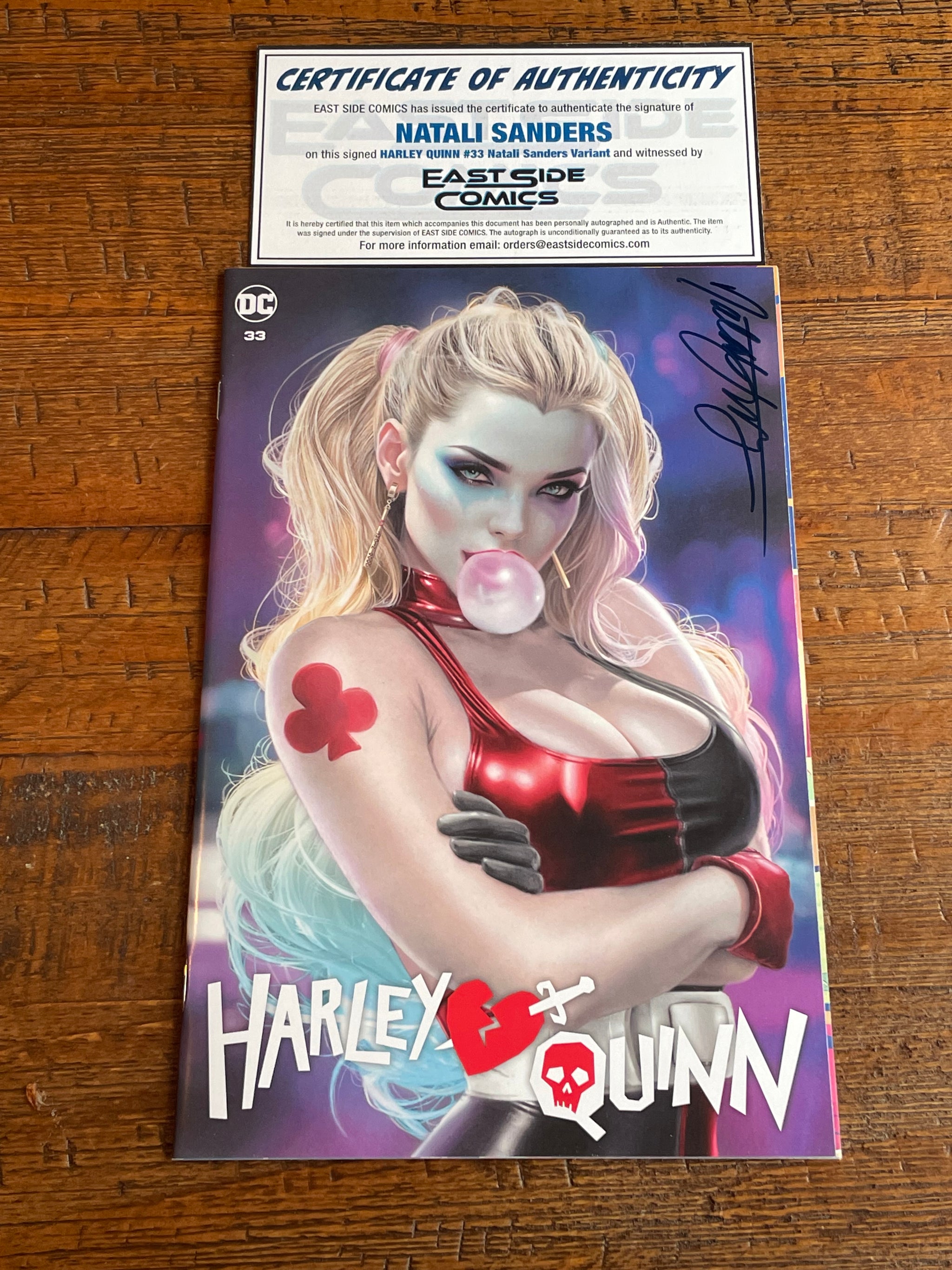 HARLEY QUINN #33 NATALI SANDERS SIGNED COA TRADE & VIRGIN VARIANT