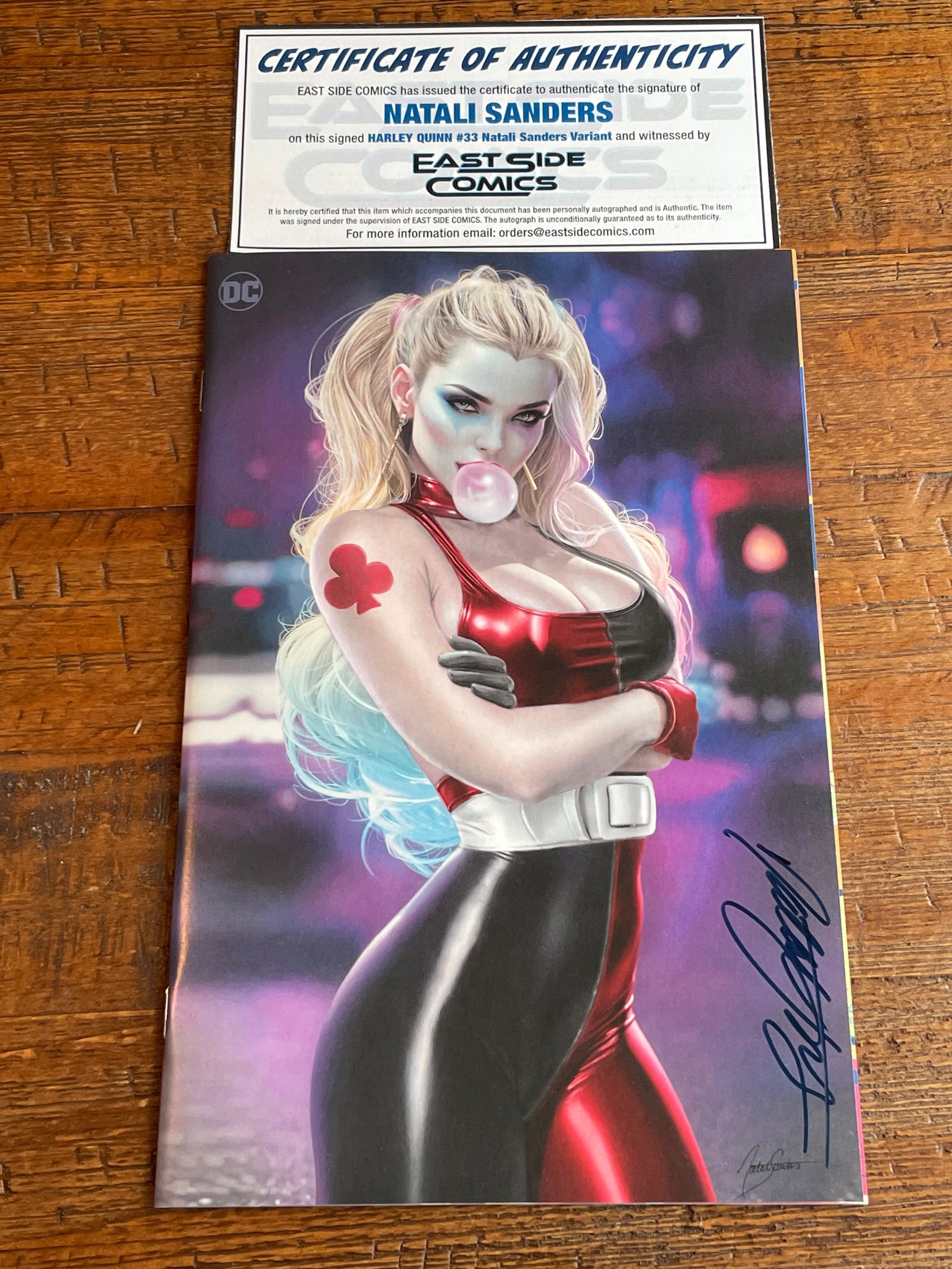 HARLEY QUINN #33 NATALI SANDERS SIGNED COA TRADE & VIRGIN VARIANT OPTIONS LE 600 COA