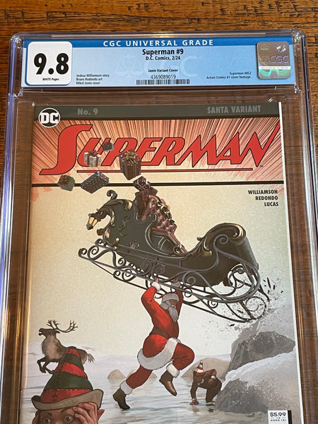 SUPERMAN #9 CGC 9.8 MIKEL JANIN SANTA CLAUS VARIANT ACTON COMICS 1 CHRISTMAS