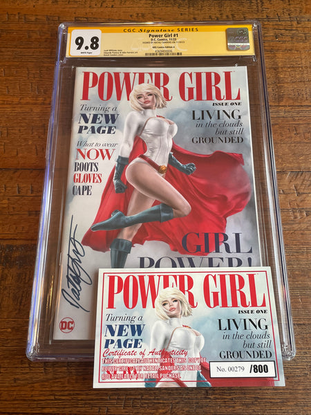POWER GIRL #1 CGC SS 9.8 NATALI SANDERS SIGNED EXCL MAG VARIANT LTD TO 800