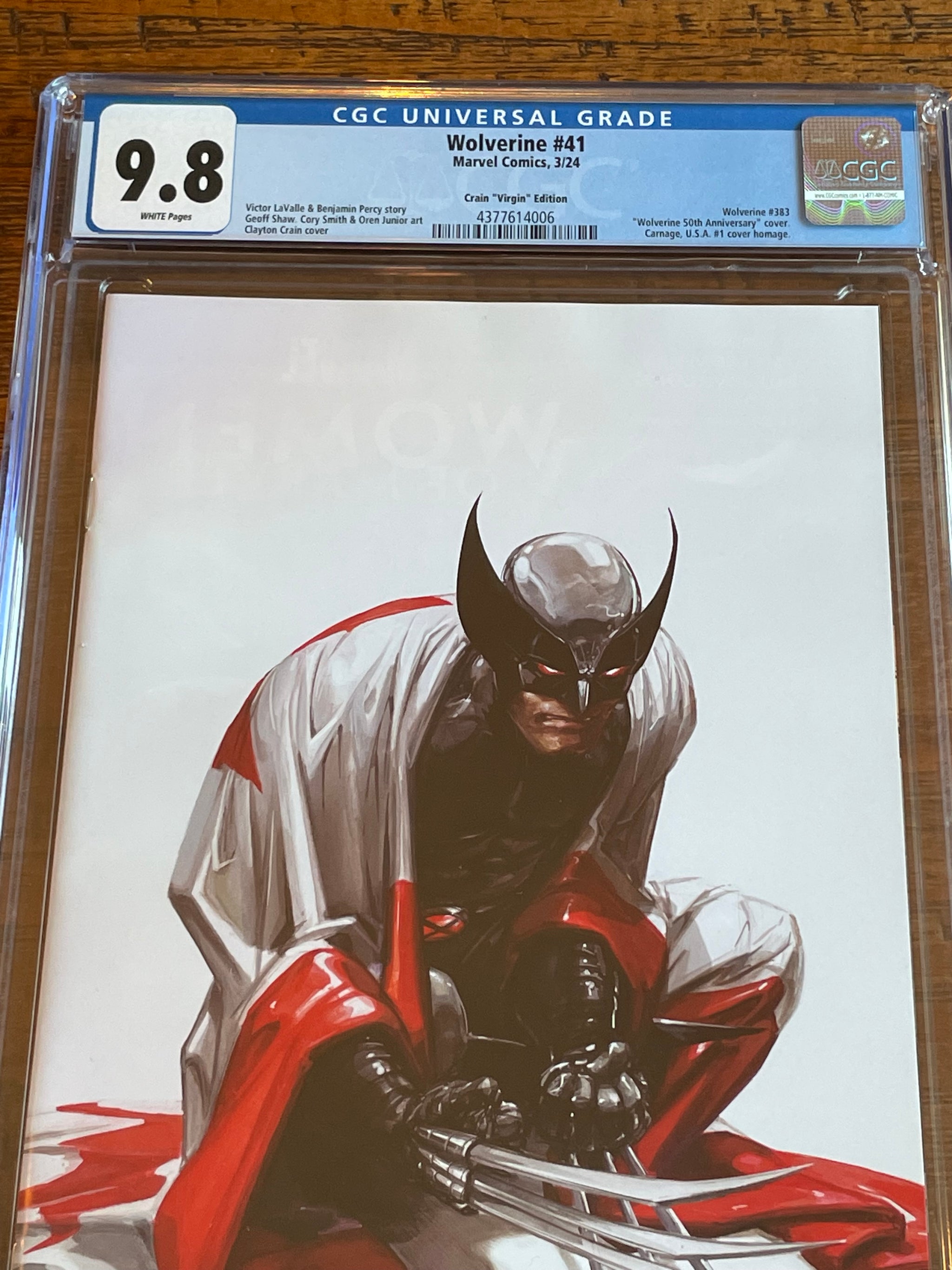 WOLVERINE #41 CGC 9.8 CLAYTON CRAIN 1:100 RI INCENTIVE 