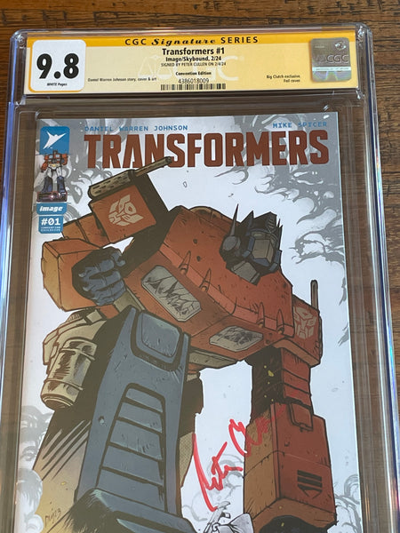 TRANSFORMERS #1 CGC SS 9.8 PETER CULLEN SIGNED MEGACON EXCL FOIL VARIANT OPTIMUS PRIME