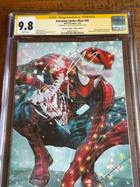 AMAZING SPIDER-MAN #40 CGC SS 9.8 JOHN GIANG REMARK SKETCH SANTA VIRGIN VARIANT-B