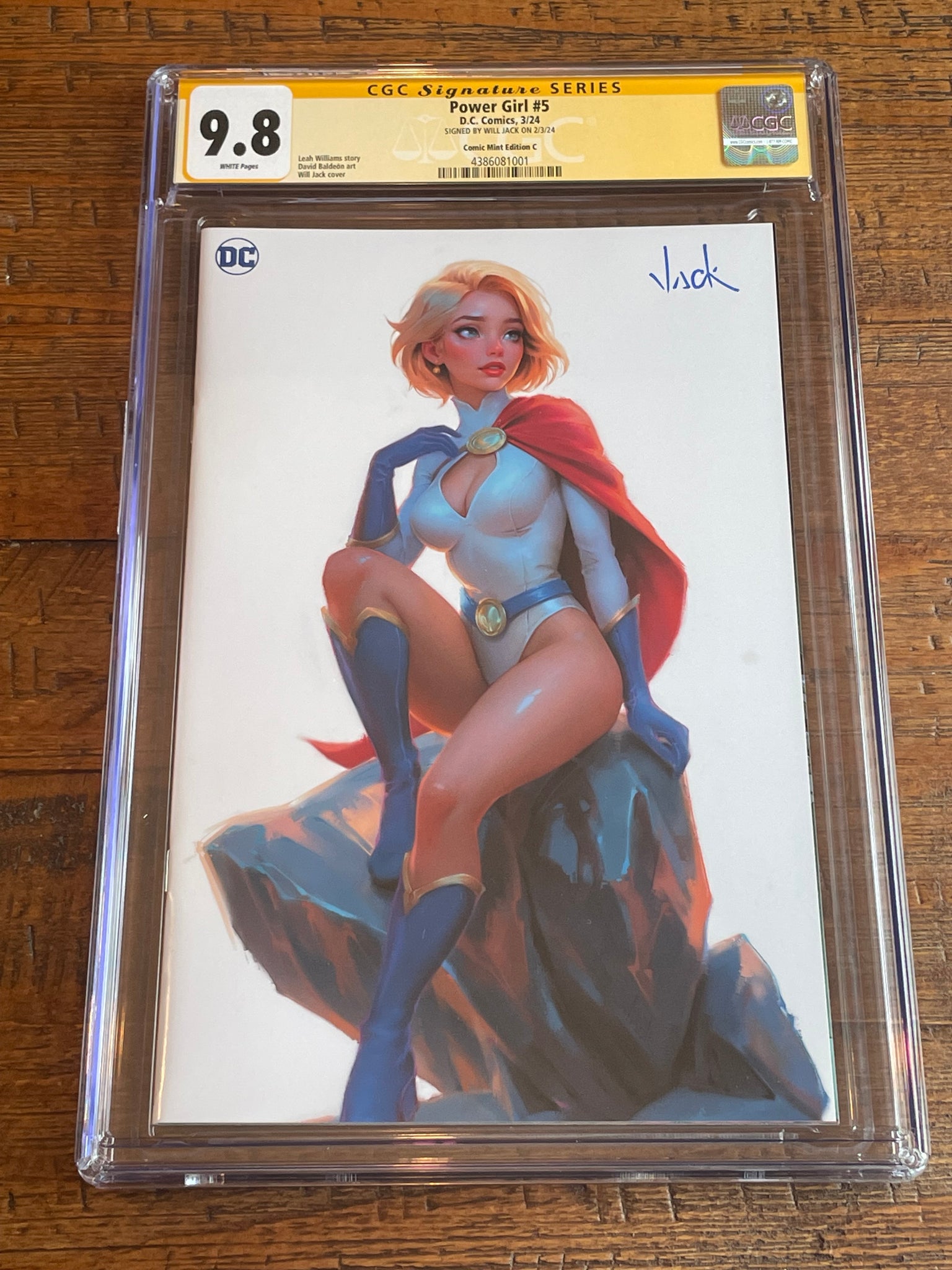POWER GIRL #5 CGC SS 9.8 WILL JACK SIGNED MEGACON EXCL WHITE VIRGIN VARIANT-C