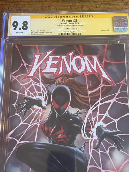 VENOM #23 CGC SS 9.8 SKAN SIGNED "SPOILER" EXCL TRADE VARIANT-A LE TO 400