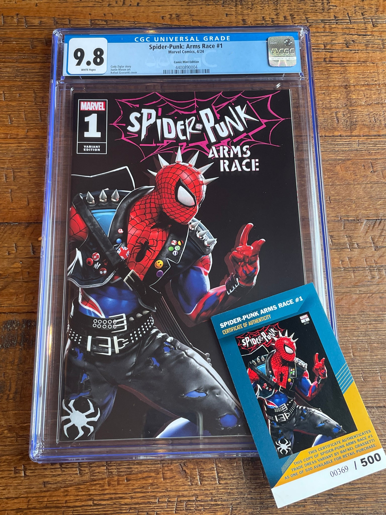 SPIDER-PUNK ARMS RACE #1 CGC 9.8 GRASSETTI EXCLUSIVE VARIANT LIMITED TO 500