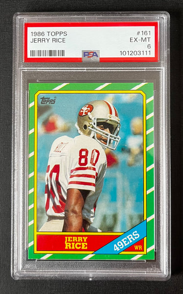 JERRY RICE 1986 TOPPS #161 - EX-MT PSA 6 - ROOKIE CARD
