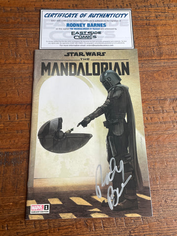 STAR WARS THE MANDALORIAN #1 RODNEY BARNES SIGNED MIKE MAYHEW VARIANT-A