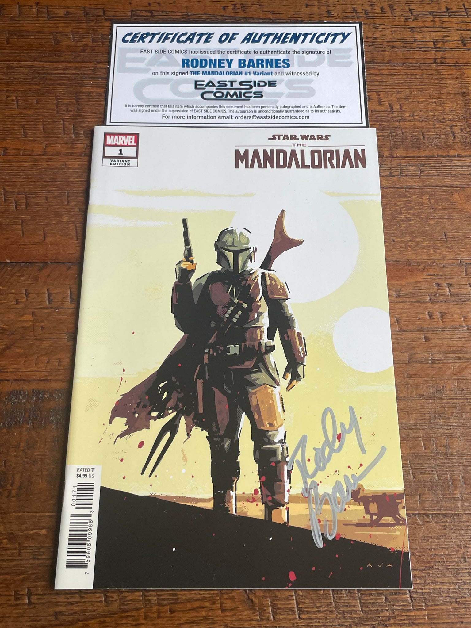 STAR WARS THE MANDALORIAN #1 RODNEY BARNES SIGNED DAVID AJA 1:25 RI VARIANT