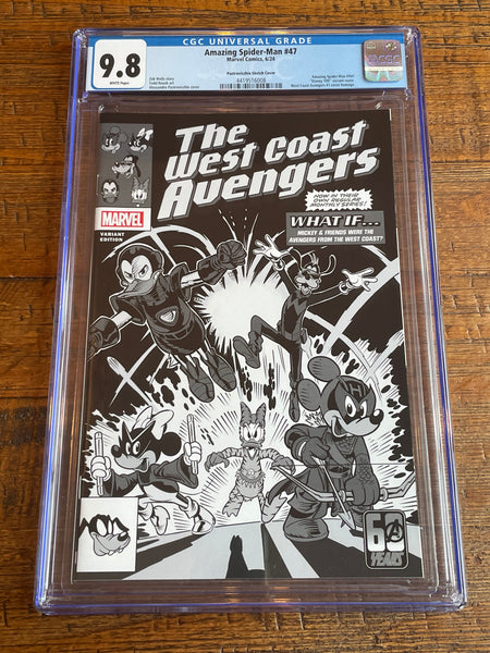 AMAZING SPIDER-MAN #47 CGC 9.8 PASTROVICCHIO 1:100 DISNEY B&W RI INCENTIVE VARIANT