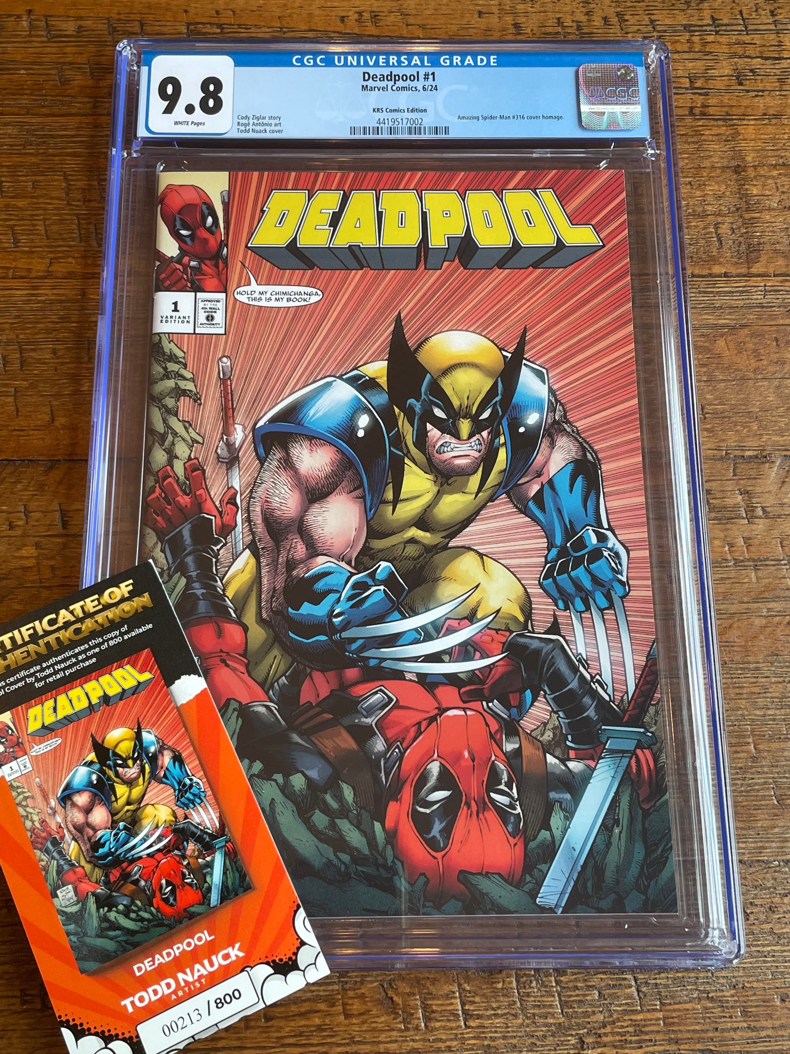 DEADPOOL #1 CGC 9.8 TODD NAUCK WOLVERINE EXCLUSIVE HOMAGE VARIANT LTD TO 800