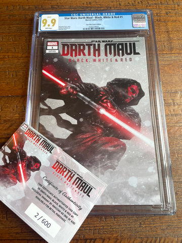 DARTH MAUL BLACK, WHITE & RED #1 CGC 9.9 COA #002 RAHZZAH EXCL VARIANT STAR WARS NOT 9.8