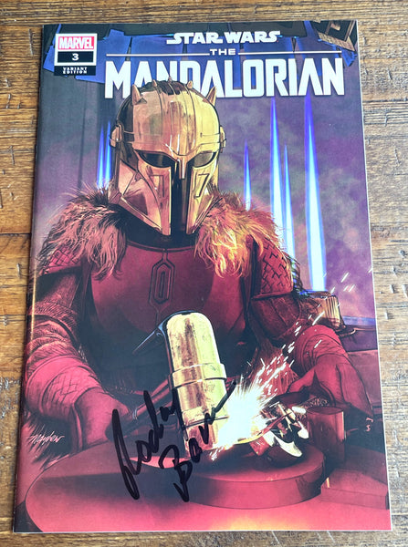 STAR WARS THE MANDALORIAN #3 RODNEY BARNES SIGNED MIKE MAYHEW VARIANT 1st ARMORER