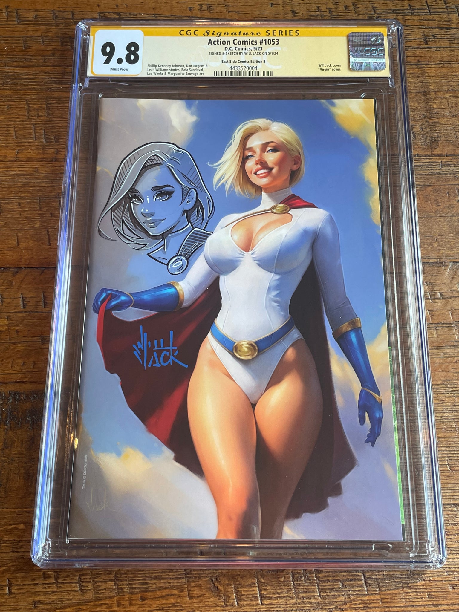 ACTION COMICS #1053 CGC SS 9.8 WILL JACK REMARKED SKETCH SIGNED POWER GIRL VIRGIN VARIANT-B