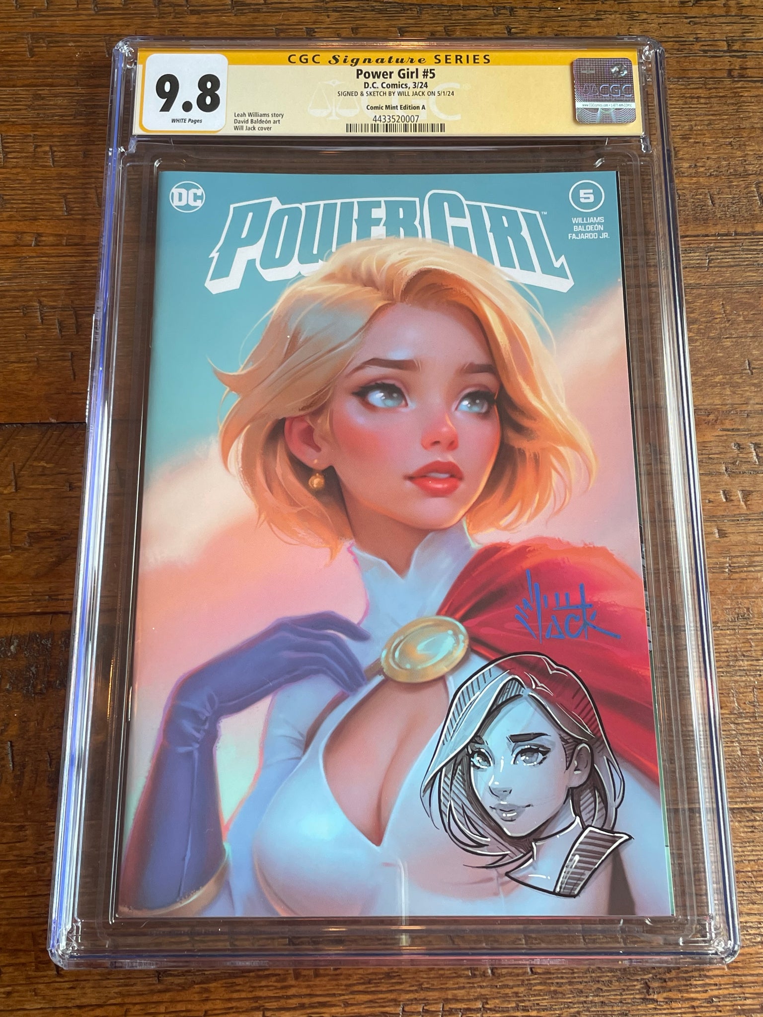 POWER GIRL #5 CGC SS 9.8 WILL JACK REMARK & SIGNED TRADE VARIANT-A