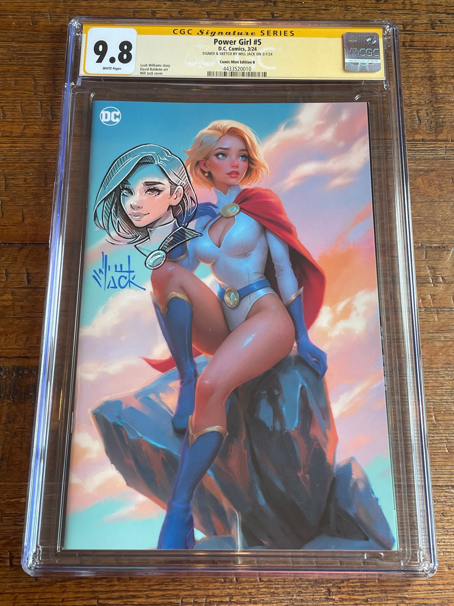 POWER GIRL #5 CGC SS 9.8 WILL JACK REMARK & SIGNED VIRGIN VARIANT-B