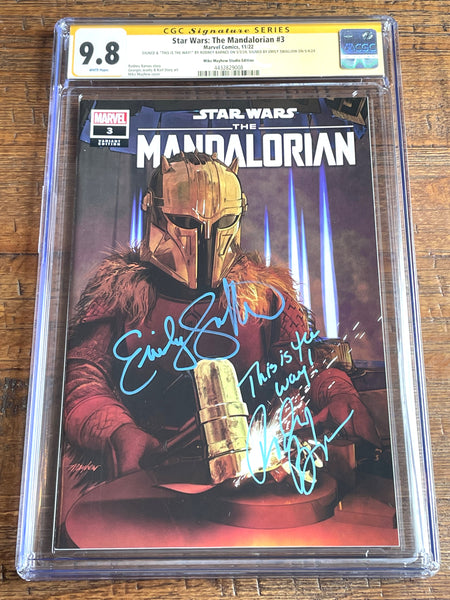 STAR WARS: THE MANDALORIAN #3 CGC SS 9.8 EMILY SWALLOW & BARNES SIGNED VARIANT